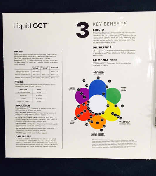 O&M Liquid CCT Color Swatch Chart